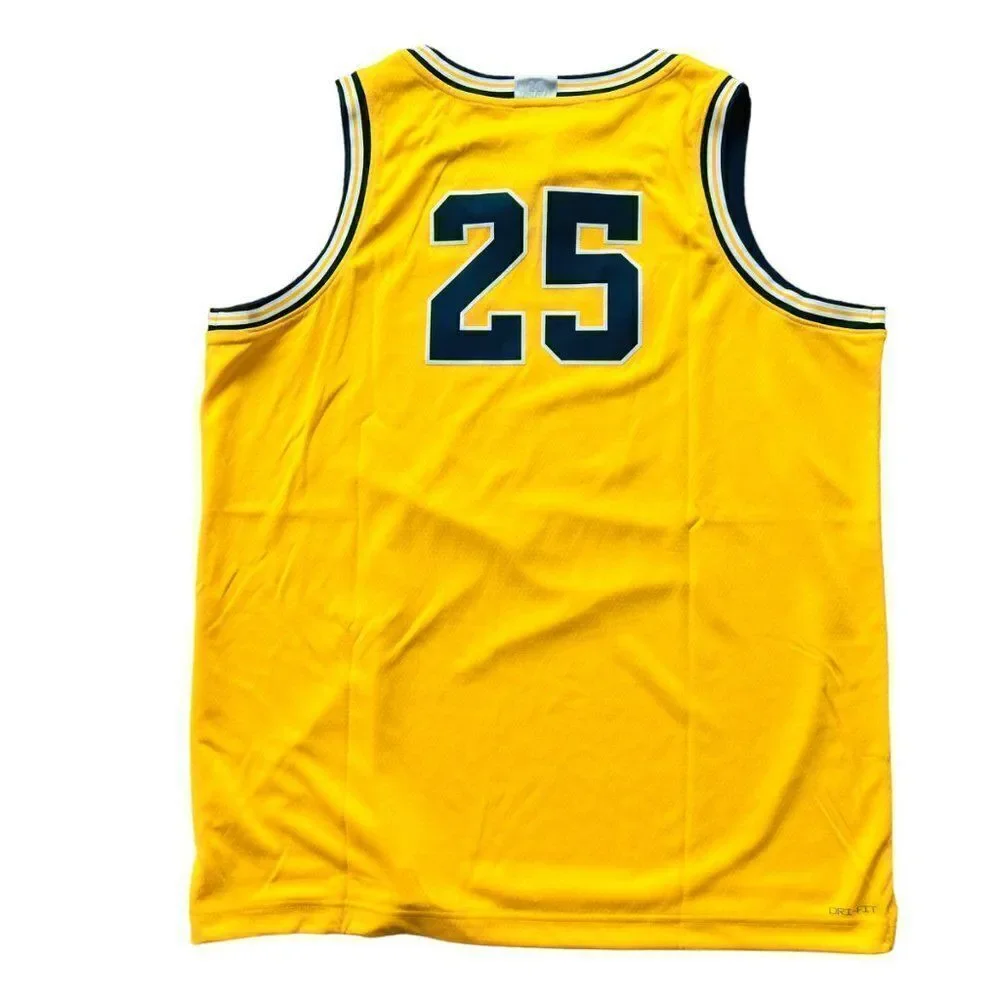 Jordan Michigan Wolverines #25 Basketball Jersey Yellow/Navy CN2889-728 Men's XL